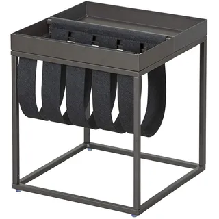 Inter Link - Couchtisch - Zeitungsständer - Funktionaler Tisch - anthrazit - lackiertes Metall - mit Zeitungsständer - gekochte Wolle Club NY