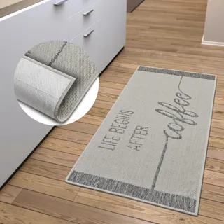 HANSE HOME Küchenläufer »Life Begins After Coffee« rechteckig 5 mm Höhe Läufer, Rutschfest, Küchenteppich, Küche, Teppich, Pflegeleicht, beige