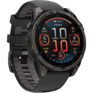 fenix 8 AMOLED 47 mm sapphire, schwarz / carbongrau DLC Titan mit QuickFit Silikon-Armband 22 mm