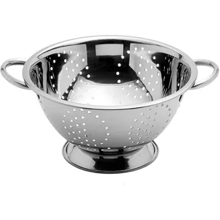 Space Home - Nudelsieb - Edelstahl Küchensieb - Abtropfsieb - Sieb mit Schwerlastgriffen und Ringsockel - Edelstahlsieb mit Stabilem Griff, Küchensiebe für Quinoa, Nudeln, Obst, Gemüse - Ø 28 cm