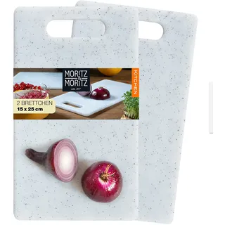 Moritz & Moritz 2x Schneidebrett Kunststoff Set in Granit Optik - 25 x 15 cm - Schneidebretter BPA frei - Frühstücksbrettchen - Schneidebrett Set hygienisch und spülmaschinenfest