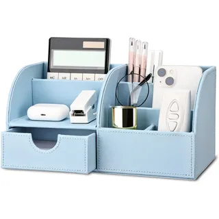 KINGFOM Büro Schreibtisch Organizer Ordnungssystem Tisch Organizer PU Leder Stiftehalter Stiftebox Stifteköcher Multifunktionale Bürobedarf