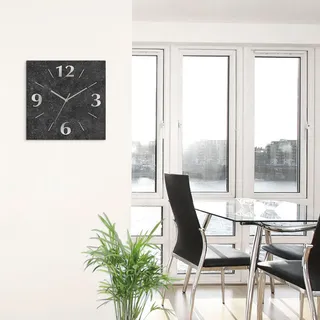 Artland Wanduhr »Granit-Gestein-Anthrazit« wahlweise mit Quarz- oder Funkuhrwerk, lautlos ohne Tickgeräusche, schwarz