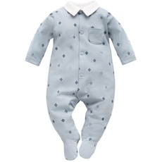 Pinokio elegant Baby Overall Hello, 95% cotton, 5% elastane blue with collar, Boys Gr. 56-74 (56)
