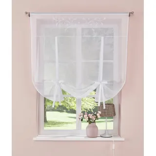 Home Affaire Gardine Lulu (1 St), Stangendurchzug, transparent, Voile, transparent, Voile mit Stickerei weiß 60 cm x 140 cm