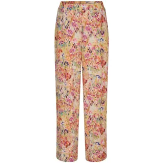 2-in-1-Hose GOLDNER "Kurzgröße Schlupfhose mit floralem Print", Damen, Gr. 24, K-Gr, bunt (bunt, gemustert), Obermaterial: 100% Viskose CV., gerade, Hosen 2-in-1-Hose, Eingriffstaschen an der Seitennaht
