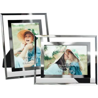 PETAFLOP Bilderrahmen 9x13, Bilderrahmen Glas 2er-Set für Hochzeiten, Häuser, Büros