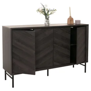 Mendler Sideboard HWC-M50, Schrank Kommode Highboard Anrichte, Massiv-Holz Mango 94x151x40cm - dunkelgrau