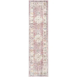 SAFAVIEH Traditionell Teppich für Wohnzimmer, Esszimmer, Schlafzimmer - Illusion Collection, Kurzer Flor, Rose und Creme, 69 X 244 cm