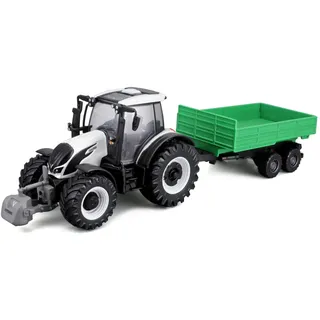 Bburago | 1/43 Bauernhofkollektion – Traktor Valtra + Anhänger mit Reibung | Miniaturauto im Maßstab für Kinder | ab 3 Jahren | 31676