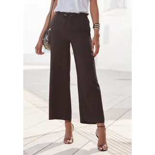 Paperbag-Hose LASCANA, Damen, Gr. 36, N-Gr, schwarz, Web, Obermaterial: 100% Viskose, unifarben, figurumspielend lang, Hosen Paperbag-Hose, mit weitem Bein und Taschen, Wide-Leg, Stoffhose, casual, elegant, Topseller