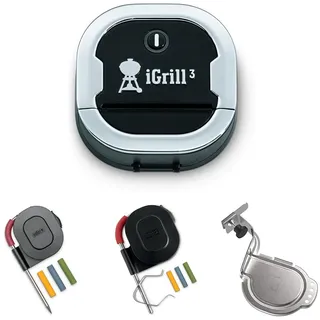 Weber iGrill 3 - intelligentes Fleischthermometer mit Bluetooth inkl. Fühler, für Genesis II (und - LX) & Spirit II Serie, Kontrolle Smartphone App, Silber (7205)
