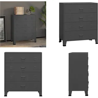 vidaXL Industrial Kommode mit Schubladen Anthrazit 78x40x93 cm Metall - Schubladenschrank - Industrie Schrank - Industrial Schrank - Metallschrank - Grau
