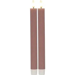 Star LED Echtwachs Kerze mit Timer, 2er Set, 25 x 2,1 cm, altrosa