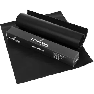 Lehmann 5er Set Antihaft Grillmatten, 40x33 cm Grillmatte für Gasgrill, Holzkohlegrill, Lebensmittelecht - Schwarz