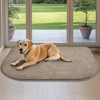 DOMUSTEX Schmutzfangmatte Innen 80x120cm Halbrund, Waschbar Teppich Läufer, Eingangsteppich, rutschfeste Fussmatte für Hund, Küche, Flur