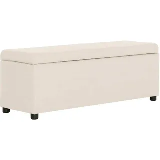vidaXL Bank mit Staufach Sitzbank Sitzhocker Sitztruhe Flurbank Truhenbank Aufbewahrungsbox Truhe Spielzeugkiste Polsterbank 116cm Creme Polyester