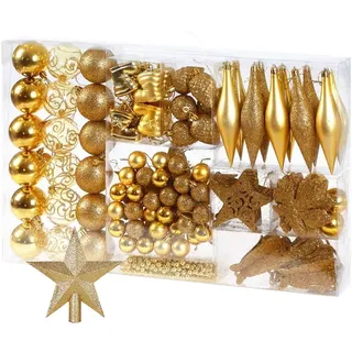 BAKAJI Weihnachtsbaumschmuck 02 Stück Packung Bälle Socken Tannenzapfen Dekorationen Weihnachten (Gold)