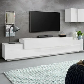 Dmora Nico TV-Lowboard 240 x 45 x 52 cm Weiß Holz/Metall