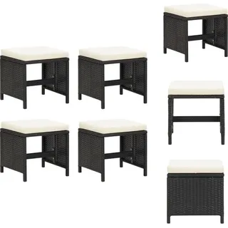 vidaXL Gartenhocker 4 Stk. mit Sitzkissen Poly Rattan Schwarz - Gartenstühle - Schwarz