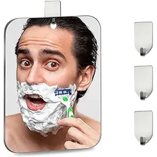 Sikweny Duschspiegel Wasserfest 30CM x 20CM Mit 3 Haken Rasierspiegel Dusche Natürlicher Look für Jungen und Mädchen Shower Mirror Rasur für Augenbrauenkorrektur Make-up und Retuschen