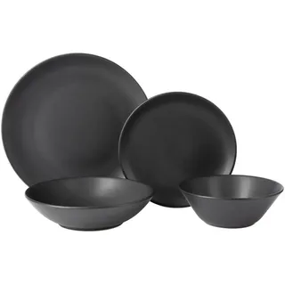 Novel Tafelservice , Schwarz , Keramik , 16-teilig , Abstraktes , lebensmittelecht , Geschirr, Geschirrsets, Tafelservice