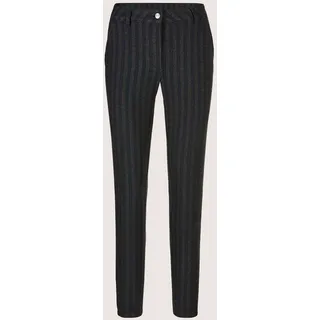 Stoffhose MADELEINE "Hose Flanellhose mit schmaler Beinform", Damen, Gr. 19, N + K Gr, schwarz (schwarz, grau), Obermaterial: 64% Polyester PES. 34% Viskose CV. 2% Elasthan EL., Modern, Hosen Stoffhose, Schmale Hose mit Webstreifen