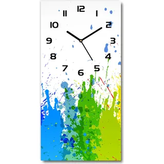 Wanduhr aus Glas – 30x60 cm - Glasbild - Glasuhr - Gehärtetes Glas -Abstrakter Regenbogen