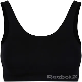 Reebok, Damen, nahtloses, Bauchfreies Top, elastisches, Bauchfreies Sport-Top aus Baumwolle mit herausnehmbaren Pads – Schwarz