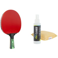 Joola TT-Schläger Mega Carbon Tischtennisset, 2,0 MM Schwamm & Tischtennis Reinigungsset PRO Cleaner Belag Reiniger und Reinigungsschwamm, transparent, 125ml