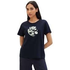 Bild Damen Basic T-Shirt mit Print, soft navy, XL