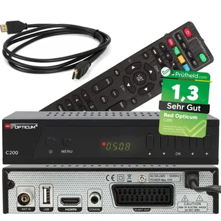 Opticum C200 Full HD Kabel Receiver mit PVR Aufnahmefunktion, DVB-C Receiver für Kabelfernsehen mit HDMI SCART USB Kabelanschluss für Radio und Fernsehen