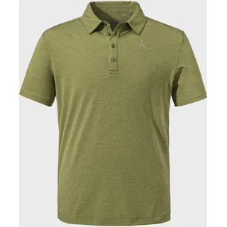 Poloshirt SCHÖFFEL "CIRC Polo Shirt Tauron M", Herren, Gr. 56, grün (4605, grün), Oberstoff: 100% Polyester, V-Ausschnitt, Shirts Poloshirt
