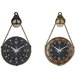 DKD Home Decor Wanduhr der Marke, Schwarz und Gold, aus Glas und Eisen, 43 x 8 x 71 cm