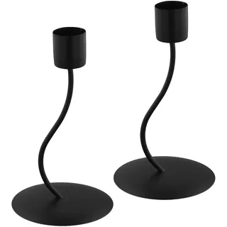 2er Set Kerzenständer, Schwarze Kerzenhalter für Stabkerzen, Vintage Design für Abendessen, Hochzeit, Haus- und Kamindekoration
