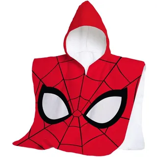 hermet Strandtuch mit Kapuze, Spiderman, Maxi-Poncho für Kinder, 60 x 60 cm, Badetuch für Strand oder Pool, 100% weiche Baumwolle