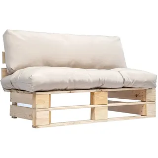 vidaXL Outdoor-Sofa Paletten mit Kissen beige
