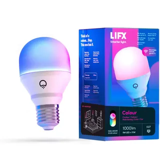 LIFX Colour A60 1000 Lumen [E27-Sockel], Milliarden von Farben und Weißtönen, WLAN-fähige Smart LED-Glühlampe, Bridge nicht nötig, Kompatibel mit Alexa, Hey Google, HomeKit und Siri