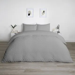 OHS Pinsonic Bettwäsche-Set für Einzelbett, Tribal, graue Bettwäsche, luxuriöser Bettbezug, Einzelbett mit Kissenbezug, ultraweich, dekorativ, geprägt, modernes Muster, Grau