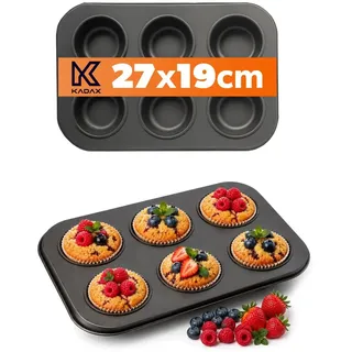 KADAX Muffinform, 27 x 19 Backblech, Antihaftbeschichtete Backform aus Blech, 6-er Muffinblech