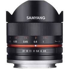 Samyang 8 mm F2.8 UMC Fisheye II Objektiv für Sony E-Mount (NEX) Kameras (SY8MBK28-E)