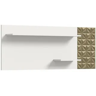 Inn.Furn Wandboard weiß, Gold 140 cm, Wandregal mit 3D-Struktur , Holzwerkstoff , Nachbildung , Uni , Rechteckig , 140x53x17 cm , FSC Mix , Wohnzimmer, Regale, Wandregale