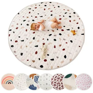 Hakuna Matte Gesteppte Krabbeldecke Baby 150cm, Konfetti – extra dicke 1,5cm weiche Baby Krabbelmatte – Baby Spielmatte mit rutschfester Unterseite zum Krabbeln, Laufgitter – Maschinenwaschbare
