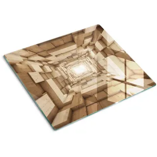Tulup Glasplatte 60x52 cm Holztunnel , Braun , Glas , 60x0.4x52 cm , Küchen, Küchenelektrogeräte, Herde, Herdabdeckplatten
