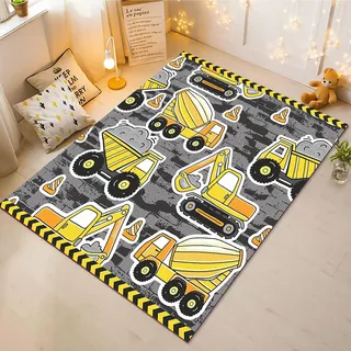 CHEFFS Bagger Teppich Wohnzimmer 160x230cm Schlafzimmer Kinderteppich Kinderzimmer, Baustelle Teppich Kinder Spielteppich Wohnzimmerteppich Fur Schlafzimmer Dekoration(14,60X90CM)