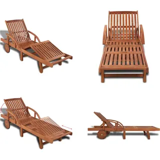 vidaXL Sonnenliege aus Holz Verstellbar in 5 Positionen - Sonnenliege - Sonnenliegen - Sonnenbett - Sonnenbetten - Braun