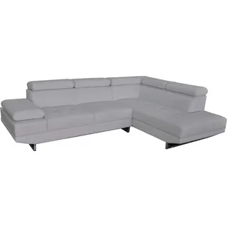Ecke Leder mit USB Modern XXL Couch Wohnlandschaft Ledersofa Sofa L-Form B2003 - Weiß