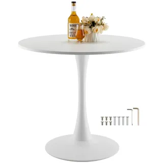 Vevor runder Esstisch Küchentisch Holz (nur Tisch) Esszimmertisch 80cm Weiß