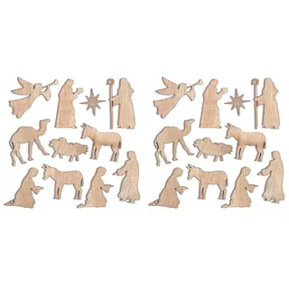 Baker Ross AT266 Krippe Mini Holz Formen für Handwerk (45 Stück) Weihnachtsgeschichte Ausschnitte, Sortiert (Packung mit 2)