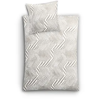 KLEINE WOLKE Macra grafischer Print Braun 155 x 220 cm + 80 x 80 cm